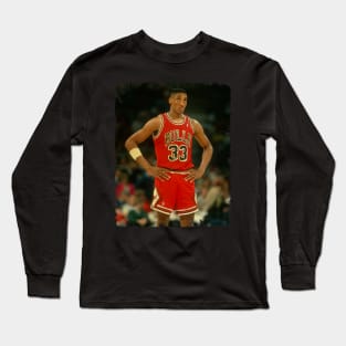 Scottie Pippen - Vintage Design Of Basketball Long Sleeve T-Shirt